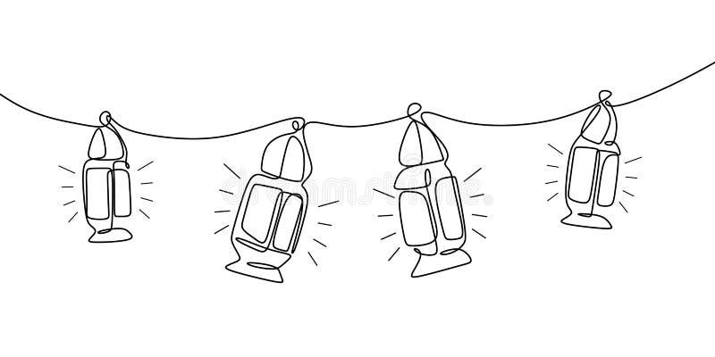 传统灯笼实线垂悬在白色背景的图画 皇族释放例证 传统灯笼实线垂悬在白色背景的图画 皇族释放例证