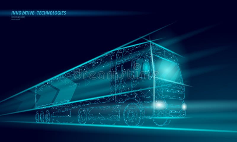 低聚运摘要车 货车快运物流 多边形深蓝速公路工业 库存例证 低聚运摘要车 货车快运物流 多边形深蓝速公路工业 库存例证