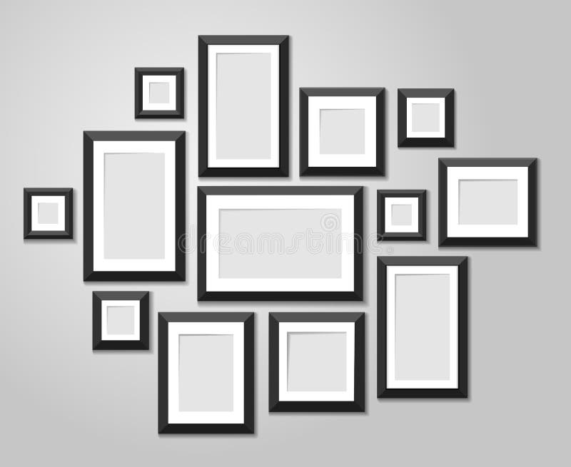 Wall picture frame templates isolated on white background. Blank photo frames with shadow and borders vector illustration. Empty frame for photo or image picture in museum. Wall picture frame templates isolated on white background. Blank photo frames with shadow and borders vector illustration. Empty frame for photo or image picture in museum