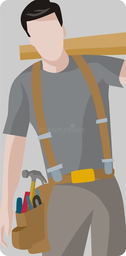 Vector illustration of a carpenter, holding a wooden plank. Vector illustration of a carpenter, holding a wooden plank.