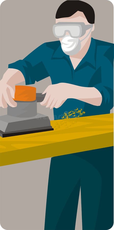 Vector illustration of a carpenter, using a vibration grinder. Vector illustration of a carpenter, using a vibration grinder.