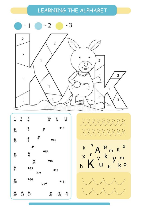信件K和滑稽的动画片袋鼠 E E 可印的活页练习题 r 连接d 库存例证 信件K和滑稽的动画片袋鼠 E E 可印的活页练习题 r 连接d 库存例证
