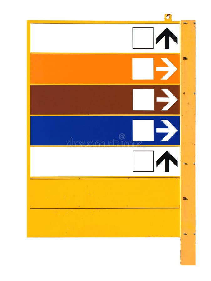 Information sign with different types of information colors. Information sign with different types of information colors