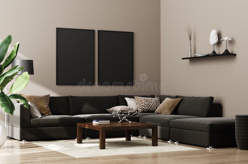 Mock up poster,wall in luxury modern living room interior, 3d render. Mock up poster,wall in luxury modern living room interior, 3d render