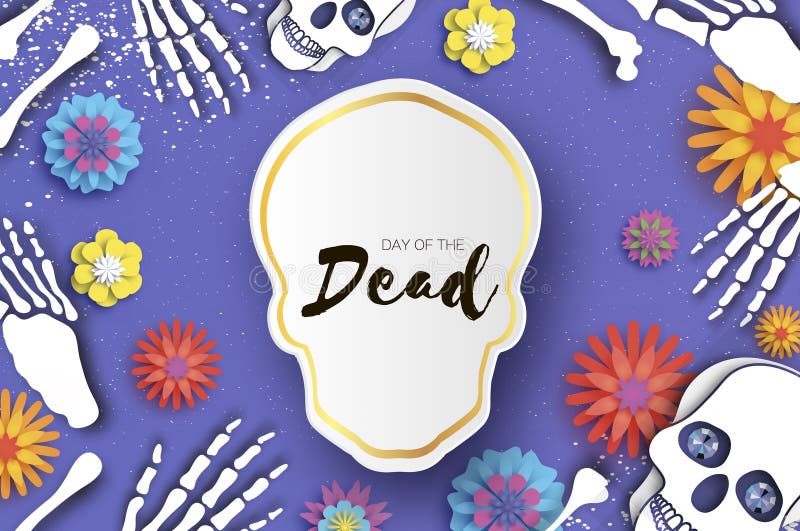 停止的日 纸墨西哥庆祝的裁减头骨 传统墨西哥骨骼 de dia muertos 墨西哥假日 向量例证 停止的日 纸墨西哥庆祝的裁减头骨 传统墨西哥骨骼 de dia muertos 墨西哥假日 向量例证