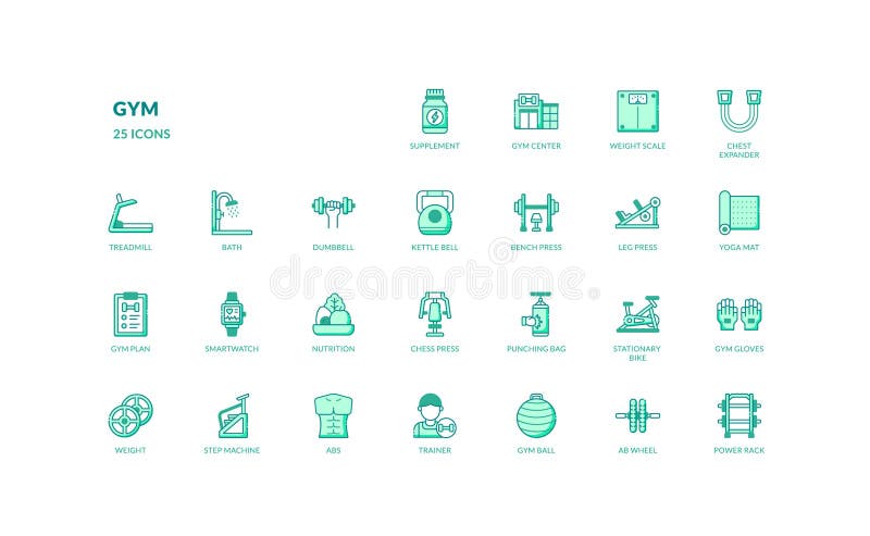 健身健健健健健健健健全的线图标 皇族释放例证