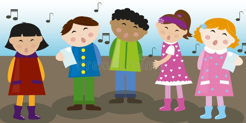 Illustration of kids singing together like choir. Vector. Illustration of kids singing together like choir. Vector.