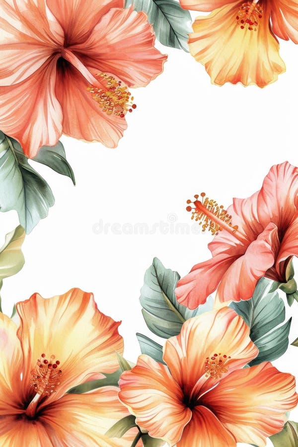 充满活力的花卉背景，拥有橙花和郁郁葱葱的绿叶. 完美地增添色彩与自然 免版税库存照片
