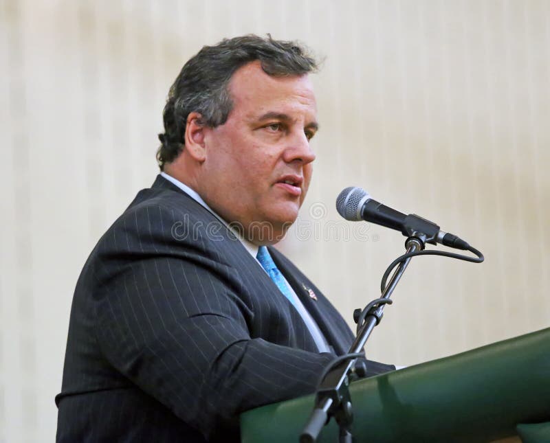 New Jersey Republican governor Chris Christie addresses a large gathering at the Livingston High School Fieldhouse for the First Meeting Day celebratory commemoration of the first meeting of Livingston's town government in April, 1813. Christie, a former Livingston resident, was a catcher on the 1980 state champion baseball team and senior class president. New Jersey Republican governor Chris Christie addresses a large gathering at the Livingston High School Fieldhouse for the First Meeting Day celebratory commemoration of the first meeting of Livingston's town government in April, 1813. Christie, a former Livingston resident, was a catcher on the 1980 state champion baseball team and senior class president.