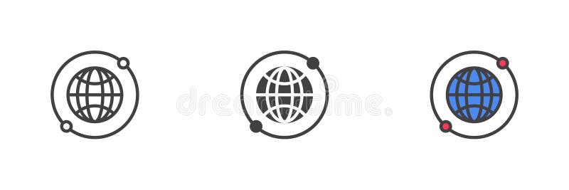 全局网络不同样式图标集 向量例证