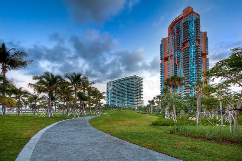 View of apartment condos in South Pointe Park, Miami Beach. View of apartment condos in South Pointe Park, Miami Beach.
