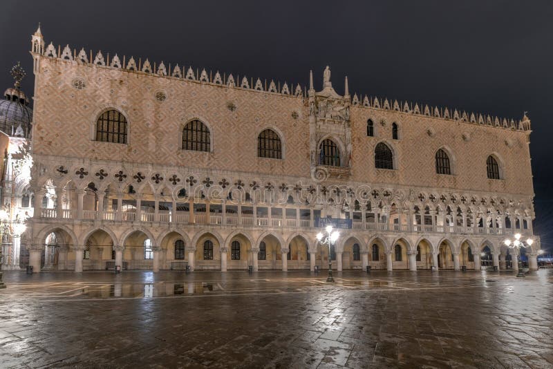 The Doge`s Palace in Venice, Italy. It is a palace built in Venetian Gothic style, and one of the main landmarks of the city of Venice in northern Italy. The Doge`s Palace in Venice, Italy. It is a palace built in Venetian Gothic style, and one of the main landmarks of the city of Venice in northern Italy.