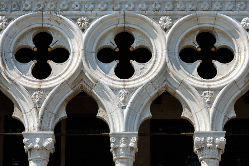 Closeup decoration of the facade of the Doge`s Palace, or Palazzo Ducale, in Venice, Italy. Dode`s Palace is one of the main tourist destination in Venice. Closeup decoration of the facade of the Doge`s Palace, or Palazzo Ducale, in Venice, Italy. Dode`s Palace is one of the main tourist destination in Venice.