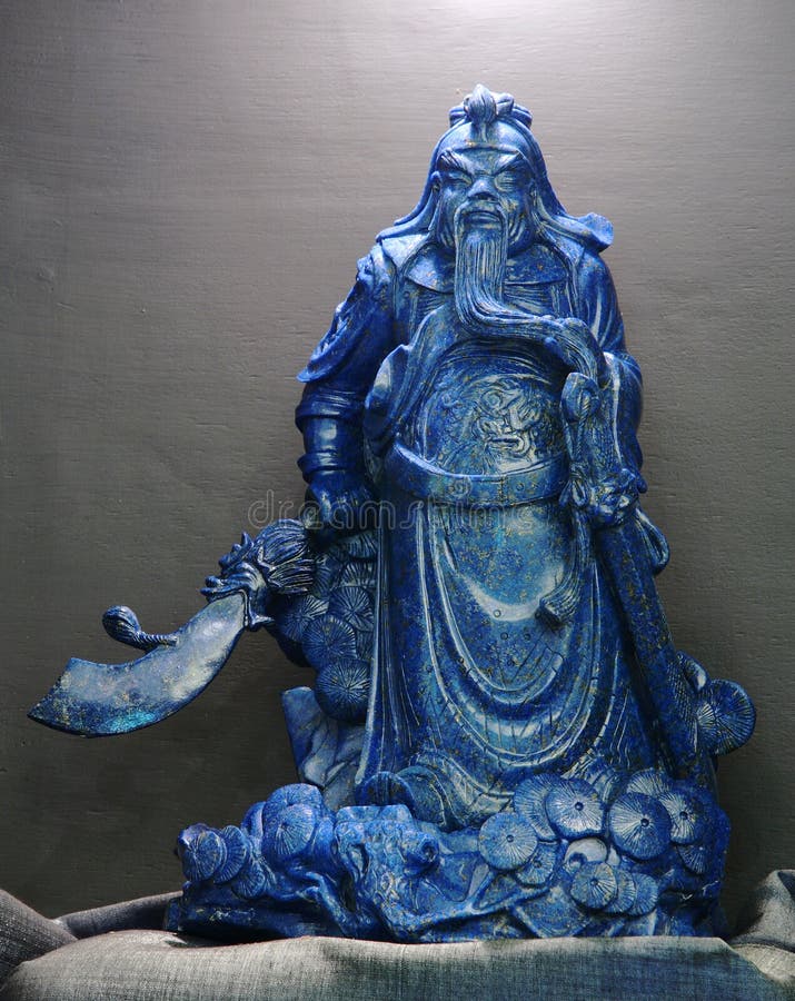 关羽，上帝蓝色玉雕塑诚实在中国