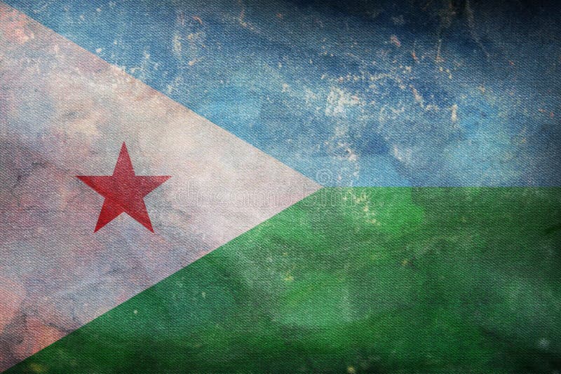 具有grunge质地的软垫吉布提人复古旗. 代表民族或文化地区当局的旗帜. 向量例证