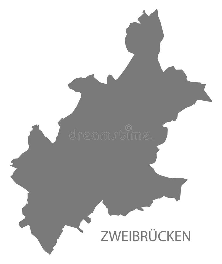 具有区灰色插图侧面形状的茨韦布鲁肯市地图 图库摄影