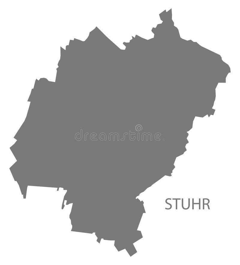 具有区灰色插图侧面影形的斯图尔市地图 库存照片