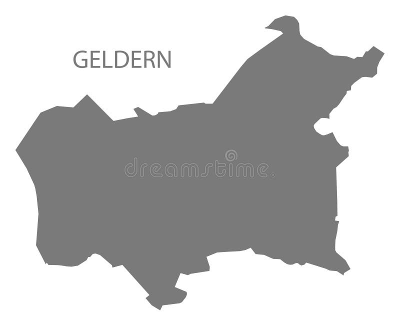 具有区灰色插图侧面影形的格尔登城市地图 库存图片