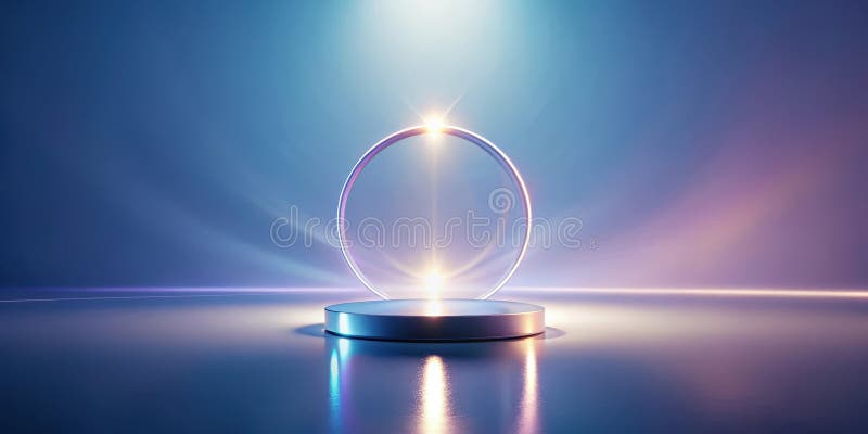 具有发光光线和反射表面的平台. 皇族释放例证