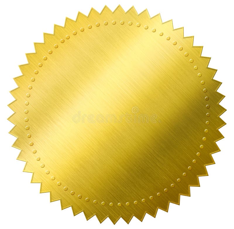 Gold paper seal isolated with clipping path included. Gold paper seal isolated with clipping path included