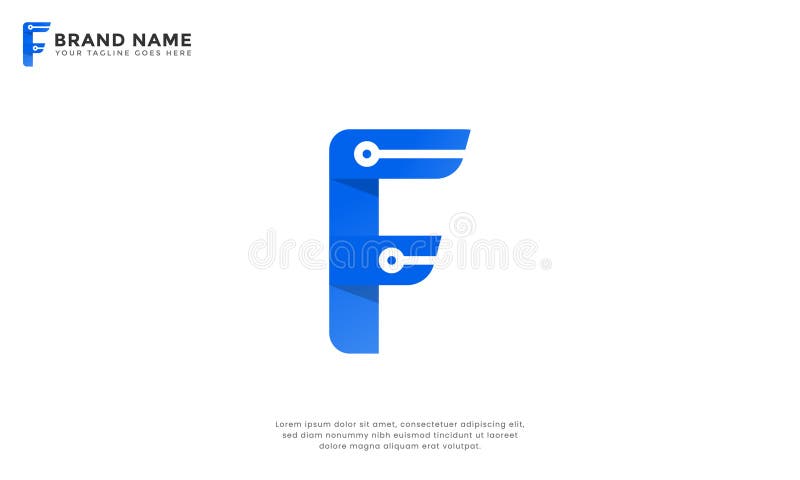 具有集成电路徽标的现代字母F 皇族释放例证