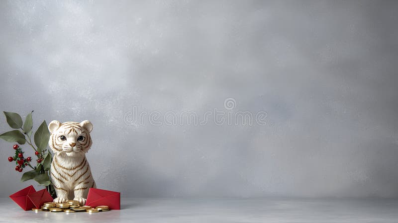 具装饰元素与复制空间的虎组合节年 库存例证
