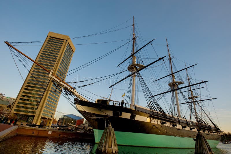 USS Constellation ship in Inner Harbor, Baltimore. USS Constellation ship in Inner Harbor, Baltimore