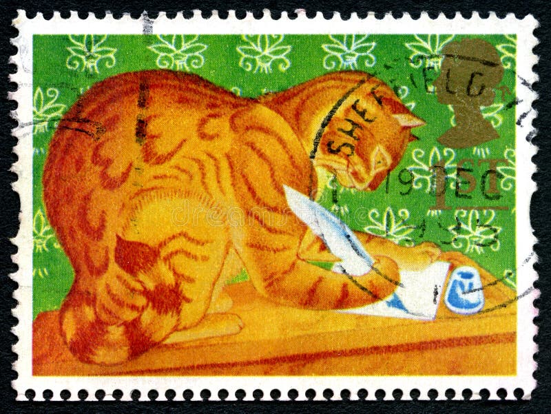 写信件邮票的橘子果酱猫 库存图片 写信件邮票的橘子果酱猫 库存图片