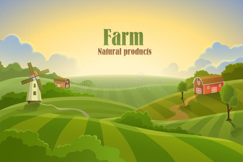 农田平坦景观 库存例证