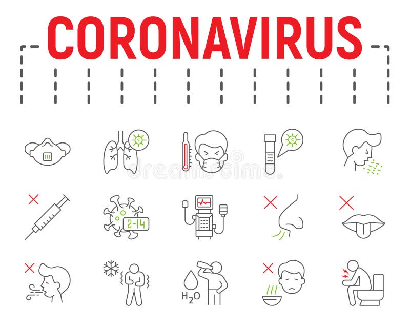 Coronavirus color line icon set, illness symbols collection, vector sketches, logo illustrations, covid 19 icons, epidemic signs linear pictograms package isolated on white background. Coronavirus color line icon set, illness symbols collection, vector sketches, logo illustrations, covid 19 icons, epidemic signs linear pictograms package isolated on white background