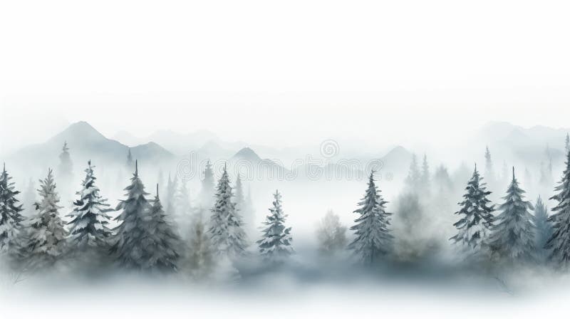 冬季寒冷冬季降雪天气中的优雅松树边的卡设计. 皇族释放例证