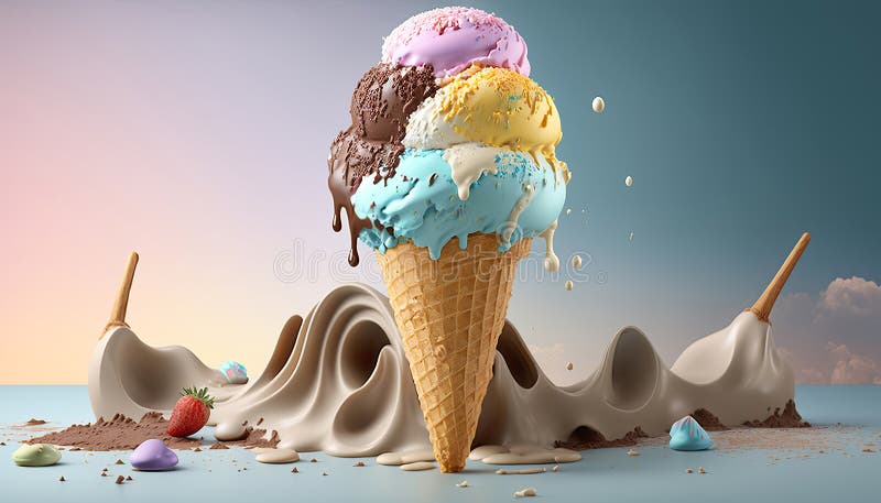 The ice cream cone is beautiful. Generative AI, AI generated. The ice cream cone is beautiful. Generative AI, AI generated