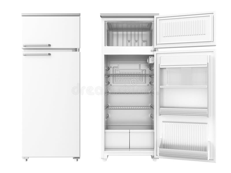 Refrigerator on white background. 3D image. Refrigerator on white background. 3D image