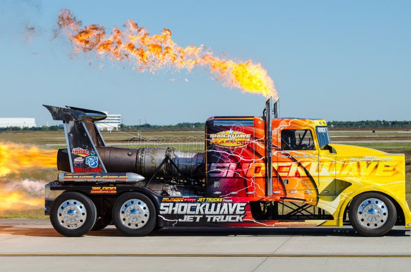 Shockwave Jet Truck shooting out flames at Wings over Houston airshow, 2014. Shockwave Jet Truck shooting out flames at Wings over Houston airshow, 2014