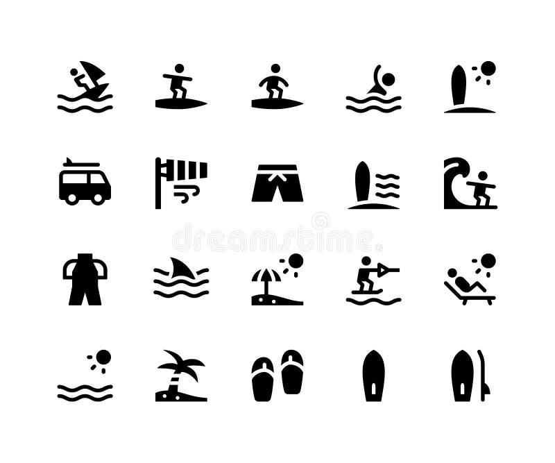 冲浪字形图标 库存图片