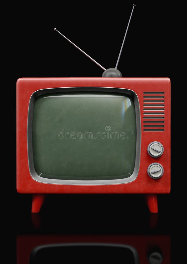 Retro red coloured plastic television. Retro red coloured plastic television