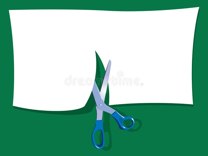 Scissors cutting paper in half - Add your message to the paper. Scissors cutting paper in half - Add your message to the paper.