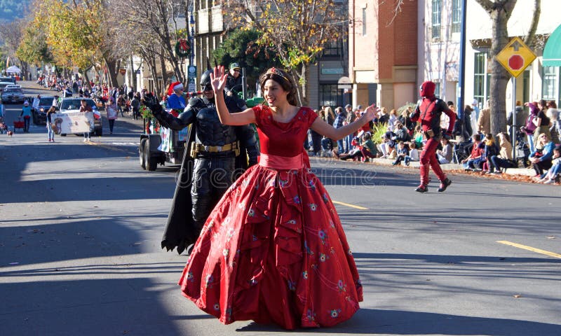 Benicia, CA - Dec 14, 2019: Unidentified participants in the 25th annual Christmas Parade, featuring local marching bands, dancers, and the much anticipated Santa Claus. Benicia, CA - Dec 14, 2019: Unidentified participants in the 25th annual Christmas Parade, featuring local marching bands, dancers, and the much anticipated Santa Claus