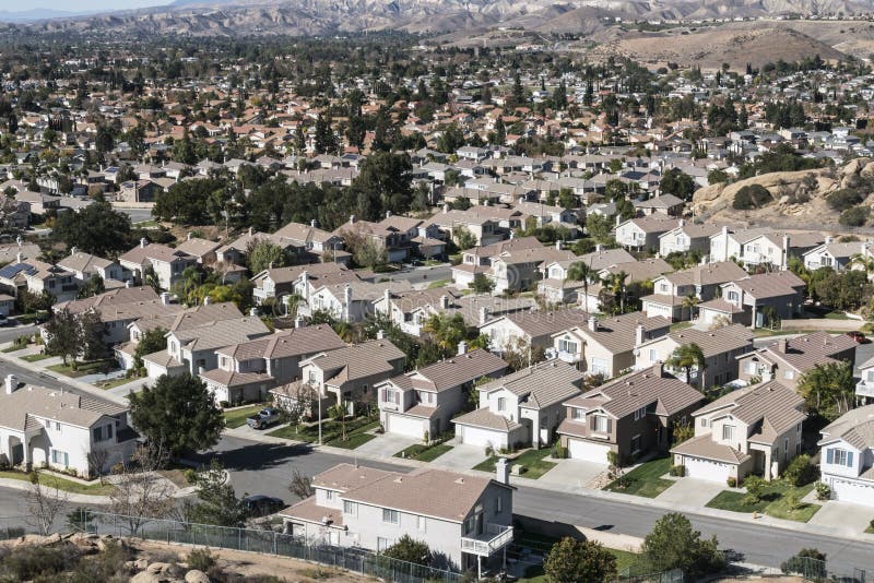 Southern Californian suburban sprawl near Los Angeles in western Ventura County. Southern Californian suburban sprawl near Los Angeles in western Ventura County.