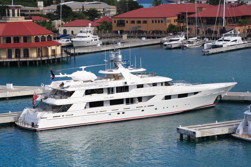 Caribbean Mega Yacht docked on the island of St. Thomas. Caribbean Mega Yacht docked on the island of St. Thomas