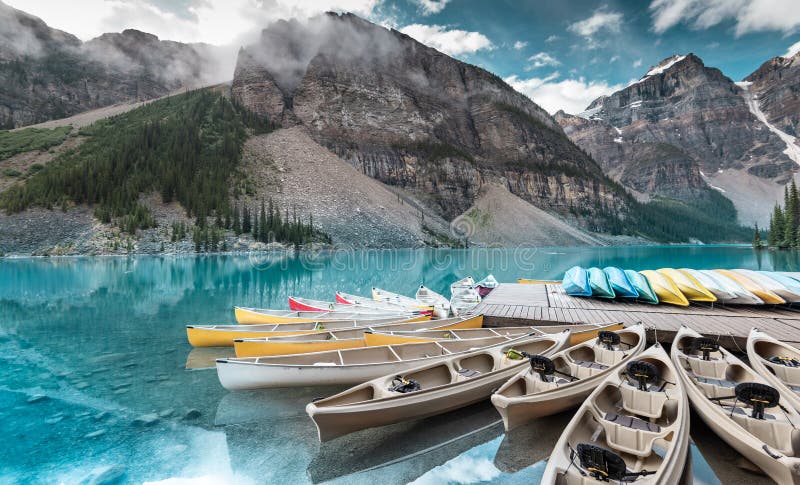 Beautiful Moraine lake in the summer in Banff national park, Alberta, Canada. Beautiful Moraine lake in the summer in Banff national park, Alberta, Canada