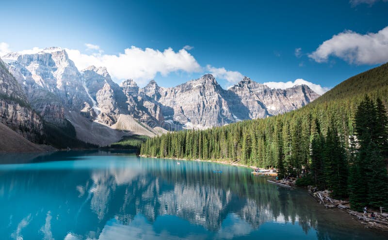 Beautiful Moraine lake in the summer in Banff national park, Alberta, Canada. Beautiful Moraine lake in the summer in Banff national park, Alberta, Canada