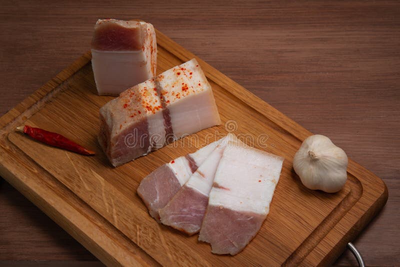 加香料的咸猪油 库存照片