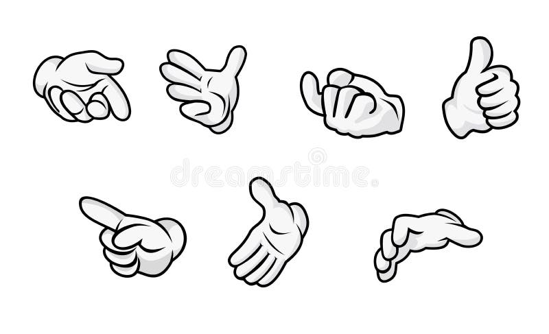 Cartoon hands with gestures isolated on white background. Vector illustration. Cartoon hands with gestures isolated on white background. Vector illustration