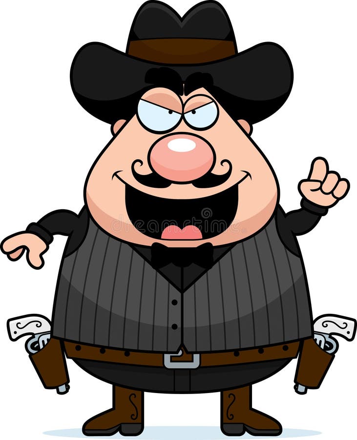 A cartoon illustration of a gunfighter with an idea. A cartoon illustration of a gunfighter with an idea.