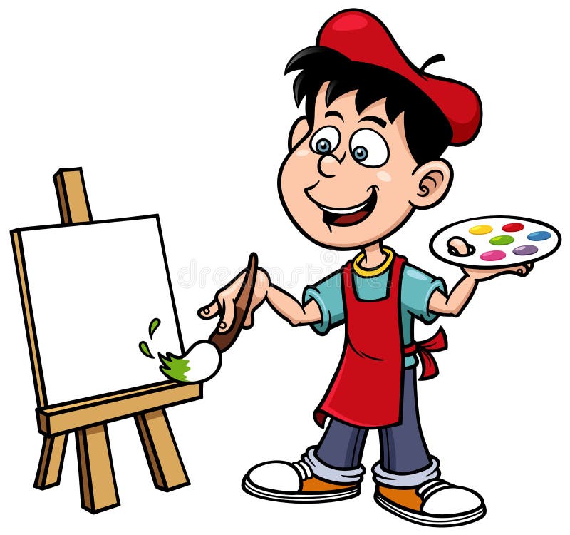 Vector illustration of Cartoon artist boy. Vector illustration of Cartoon artist boy