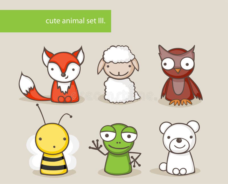 Collection of cute cartoon animals. Collection of cute cartoon animals