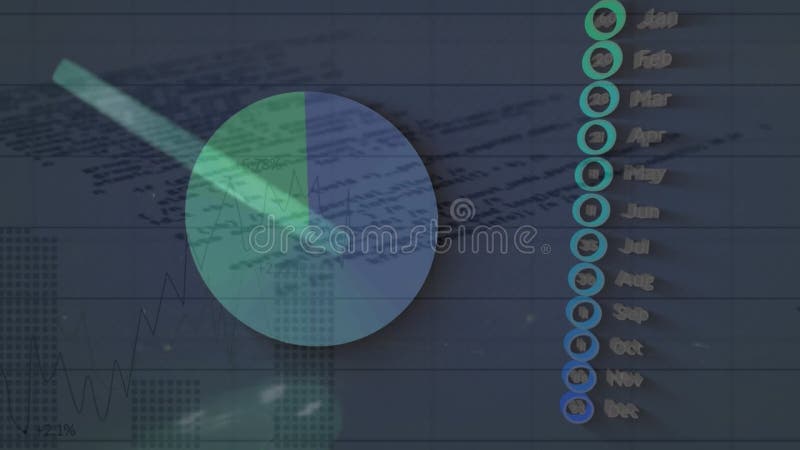 动画显示了在网格上处理的统计和财务数据 库存例证