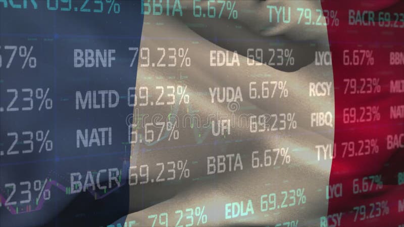 动画显示了在网格上滚动和处理的白色和蓝色股票市场数据 库存例证