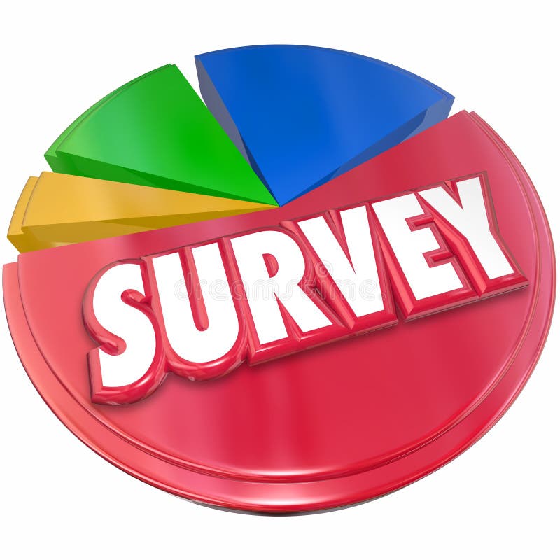 Survey word in red 3d letters on a pie chart to illustrate results, data and answers from market research, intelligence or insights. Survey word in red 3d letters on a pie chart to illustrate results, data and answers from market research, intelligence or insights